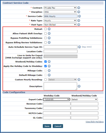 Service Codes